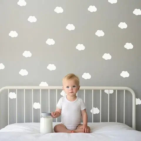 Nálepky na stenu Biele obláčiky - nálepky na stenu do detskej izby