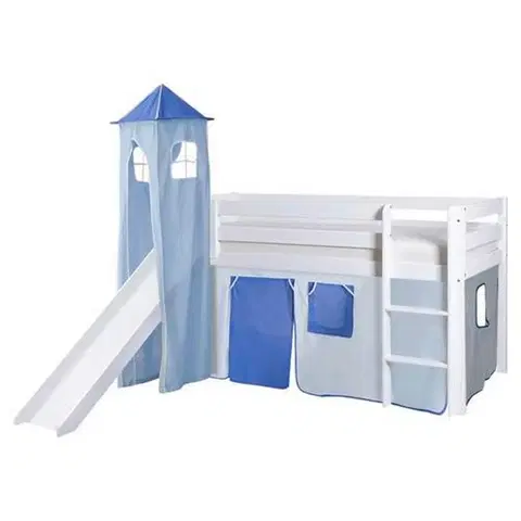 Vyvýšené detské postele Posteľ s priestorom na hru Kasper Záves Modrý