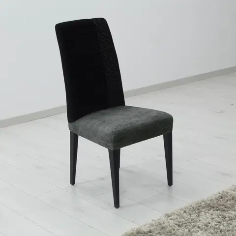 Stoličky Poťah elastický na celú stoličku, komplet 2 ks Estivella odolnýproti škvrnám, tmavo šedá
