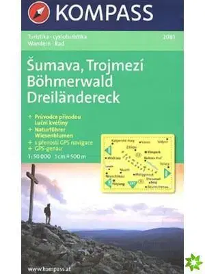 Turistika, skaly Šumava, Trojmezí 2081 - mapa 1:50 000