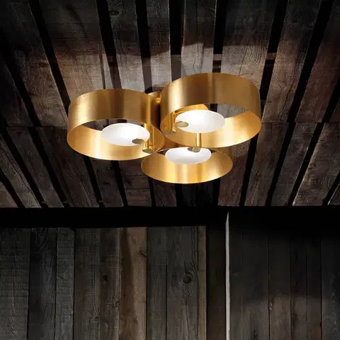 Stropné svietidlá Masiero Stropné svietidlo LED Zvuk, tri žiarovky, zlaté