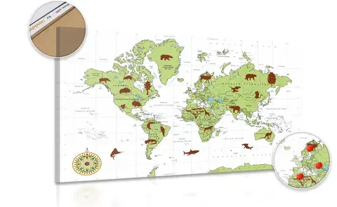Obrazy na korku Obraz na korku mapa so zvieratami