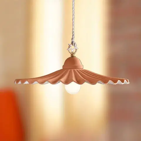 Závesné svietidlá Ceramiche Závesná lampa ARGILLA štýl vidieckeho domu 43 cm