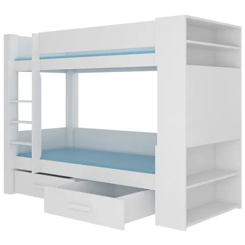 Postele NABBI Guinea poschodová posteľ s úložným priestorom 80x180 cm biela