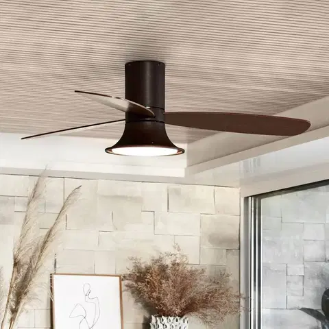 Stropné ventilátory so svetlom Beacon Lighting Stropný ventilátor Flusso + LED svietidlo bronzová