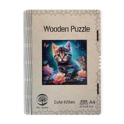 Limitovaná edícia Trigo Drevené puzzle Mačka A4
