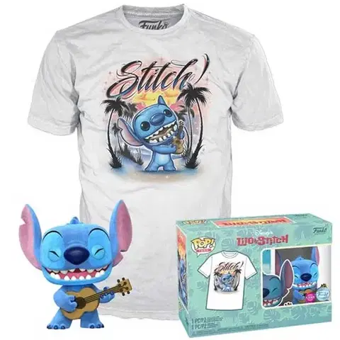Zberateľské figúrky Pop! & Tričko: Lilo and Stitch Ukelele Stitch (Flocked) Special Edition veľkosť L