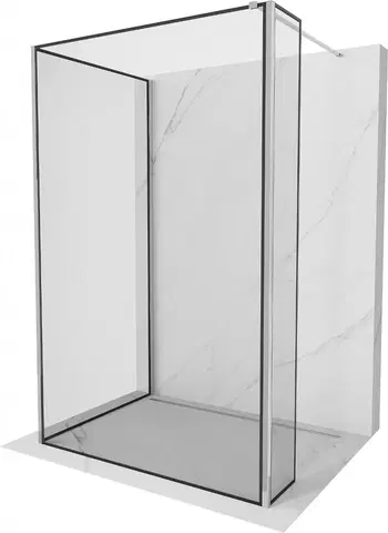 Sprchové dvere MEXEN/S - Kyoto Sprchová zástena WALK-IN 140 x 100 x 40 cm, čierny vzor, chróm 800-140-100-221-01-70-040