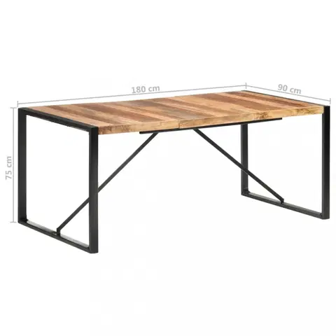 Jedálenské stoly Jedálenský stôl masívne drevo / kov Dekorhome 180x90x75 cm