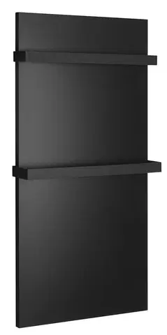 Držadlá k vani SAPHO - ENIS kúpeľňový sálavý vykurovací panel 600W, 590x1200 držiaky uterákov, IP44, čierna mat RH600B-2