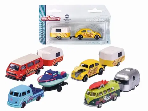 Hračky - dopravné stroje a traktory MAJORETTE - Autíčko s prívesom VW The OriginaLittle Smoby Trailer, 4 druhy, Mix produktov