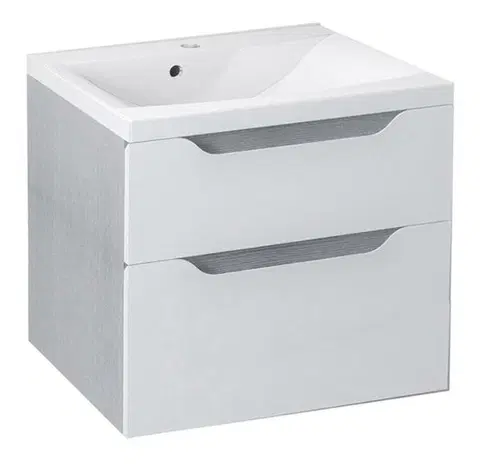 Kúpeľňový nábytok SAPHO - WAVE umývadlová skrinka 60x65x47,8cm, biela/dub strieborný WA060-3011