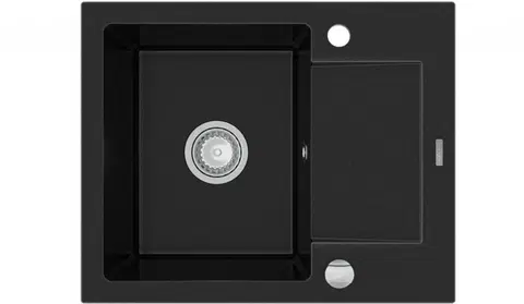 Kuchynské drezy MEXEN MEXEN - Enzo granitový drez 1-misa drez s vypúšťaním krátky Board 576x465 mm, čierna 6506571005-77