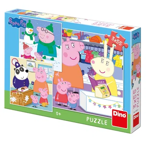 Do 99 dielikov Dino Toys Puzzle Peppa Pig: Veselé popoludnie 3x55 Dino