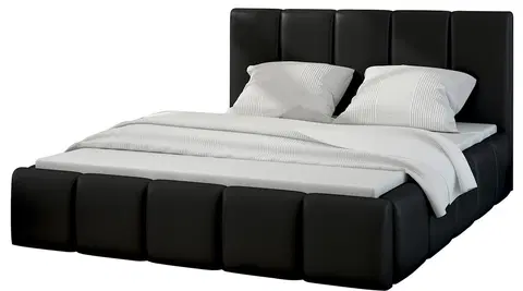 Postele NABBI Evora 160 čalúnená manželská posteľ čierna (Soft 11)