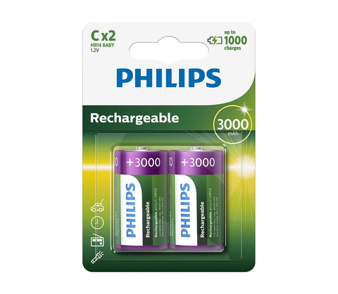 Predlžovacie káble Philips Philips R14B2A300/10 - 2 ks Nabíjacie batérie C MULTILIFE NiMH/1,2V/3000 mAh 