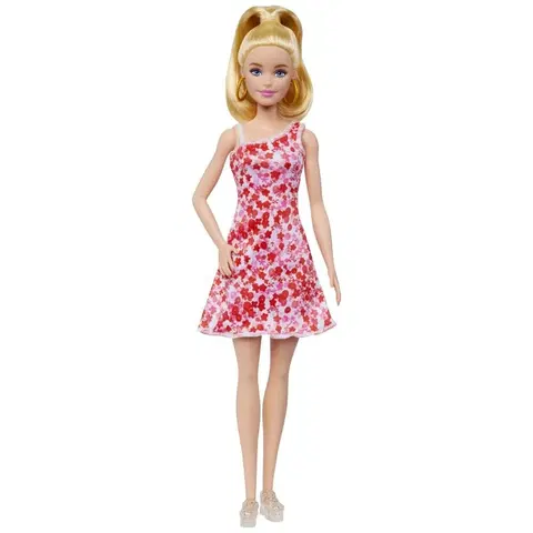 Hračky bábiky MATTEL - Barbie modelka - ružové kvetinové šaty