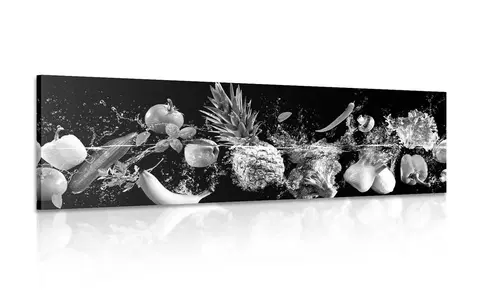 Čiernobiele obrazy Obraz organické ovocie a zelenina v čiernobielom prevedení