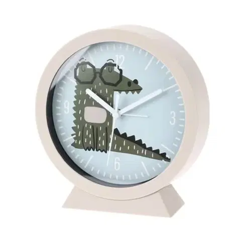 Hodiny Detské stolné hodiny Krokodýl, biela, pr. 15 cm