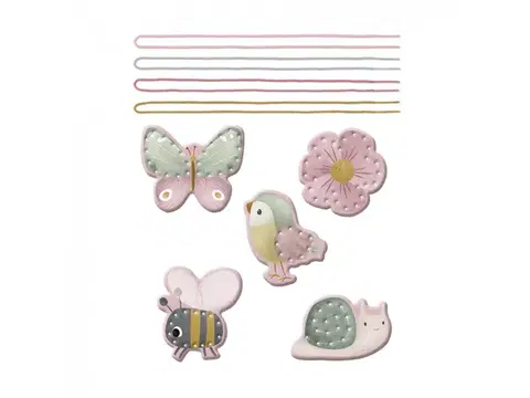 Kreatívne a výtvarné hračky LITTLE DUTCH - Šnurovacie karty Kvety a motýle
