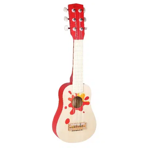Drevené hračky Classic world Gitara drevená červená, 6 strún