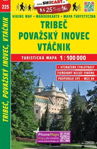 Turistika, skaly Tribeč, Považský Inovec, Vtáčnik 1:100 000