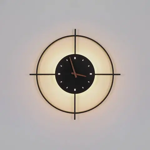 Nástenné svietidlá Globo Nástenné LED svetlo Sussy s hodinami čierna Ø 50cm