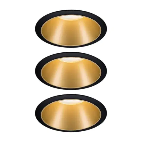 Zapustené svietidlá Paulmann Paulmann Cole bodové LED, zlato-čierne súprava 3