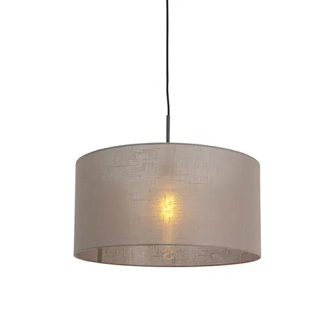 Zavesne lampy Vidiecka závesná lampa čierna s tupým odtieňom 50 cm - Combi 1