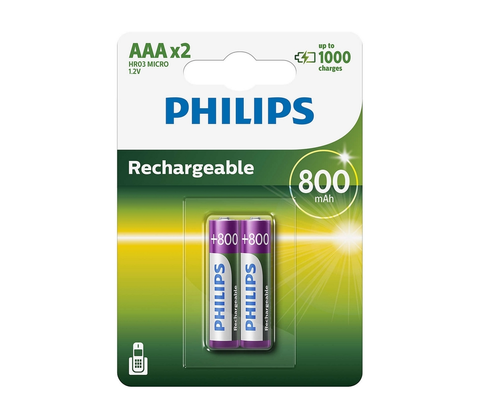 Predlžovacie káble Philips Philips R03B2A80/10 - 2 ks Nabíjacie batérie AAA MULTILIFE NiMH/1,2V/800 mAh 