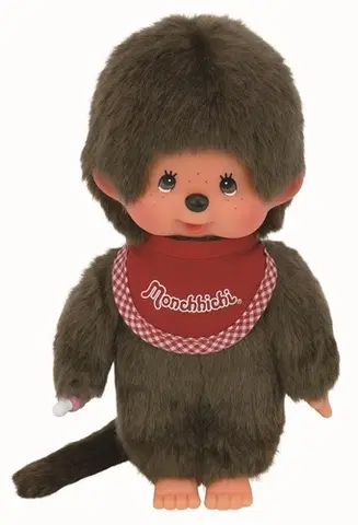 Plyšové a textilné zvieratká MONCHHICHI Mončiči chlapec s červeným podbradníkom 20cm