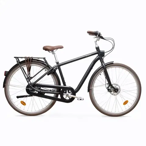 bicykle Mestský bicykel Elops 900 so zvýšeným rámom hliníkový čierny