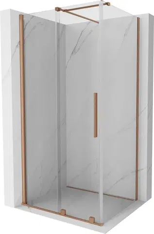 Sprchovacie kúty MEXEN/S - Velár sprchovací kút 90 x 85, transparent, kartáčovaná meď 871-090-085-01-65