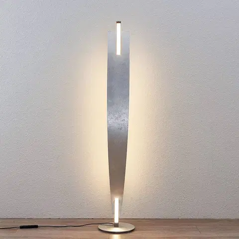 Stojacie lampy Lucande Stojaca LED lampa Marija elegantná strieborná