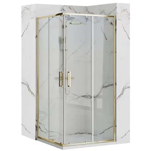 Sprchovacie kúty REA - Sprchovací kút PUNTO 80x80 Gold Bez sprchovej vaničky REA-K6441