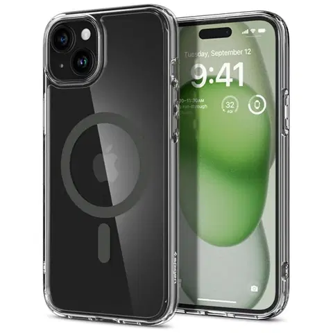 Puzdrá na mobilné telefóny Puzdro Spigen Ultra Hybrid MagSafe pre Apple iPhone 15, transparentnégrafit ACS06804