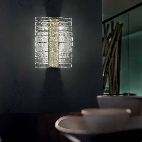 Nástenné svietidlá Masiero Nástenné svietidlo Vegas LED, vertikálne, výška 38 cm, krištáľové sklo
