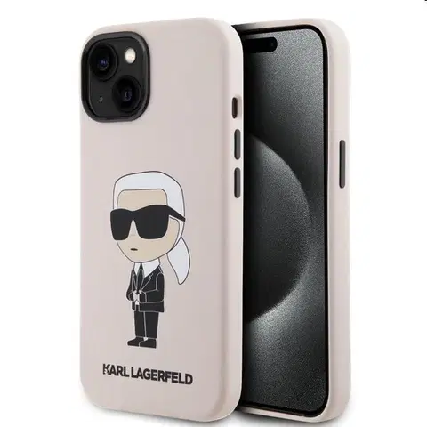 Puzdrá na mobilné telefóny Zadný kryt Karl Lagerfeld Liquid Silicone Ikonik NFT pre Apple iPhone 15, ružová 57983116786