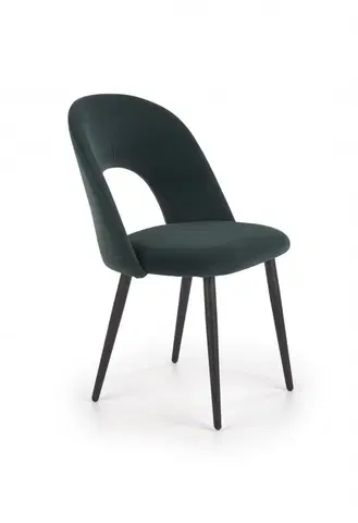 Jedálenské stoličky a kreslá Jedálenská stolička K384 zamat / čierna Halmar Tmavo zelená