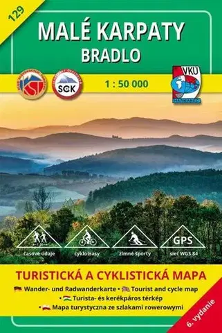 Turistika, skaly Malé Karpaty - Bradlo - TM 129 - 1: 50 000