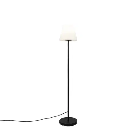 Vonkajsie osvetlenie Vonkajšia stojaca lampa čierna s bielym tienidlom IP65 25 cm - Virginia