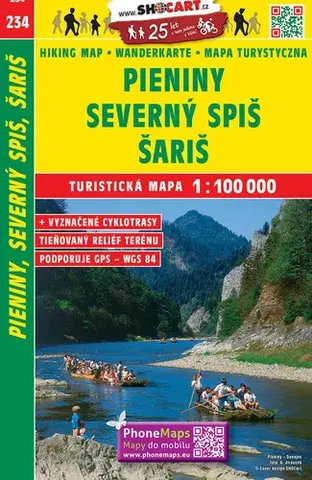 Turistika, skaly Pieniny, Severný Spiš, Šariš 1:100 000 - TM 234