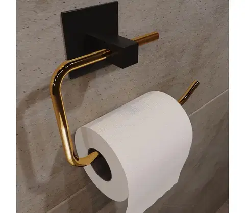 Kúpeľňové skrinky  Kovový držiak toaletného papiera 8x16 cm čierna/zlatá 