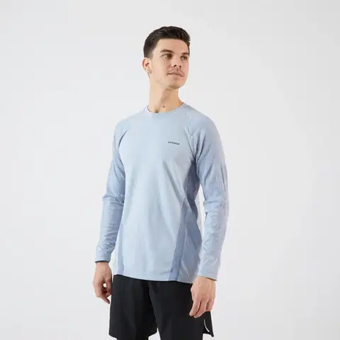 bedminton Pánske tenisové tričko Thermic s dlhými rukávmi svetlosivé