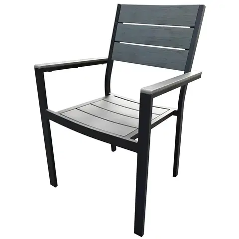 Záhradne kovové kreslá Záhradná stolička v sivej farbe vyrobená z hliníka