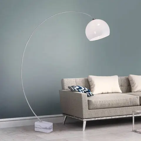Stojacie lampy do obývačky Paul Neuhaus Vznešená oblúková lampa Mani s káblovým vypínačom