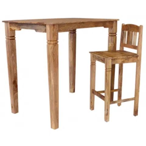 Jedálenské stoly Barový stôl Guru 120x110x80 z mangového dreva