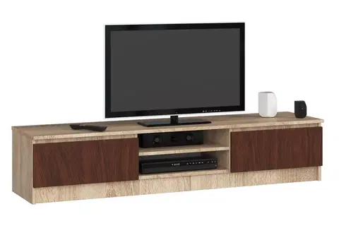 TV stolíky Dizajnový TV stolík ROMANA160, dub Sonoma / wenge
