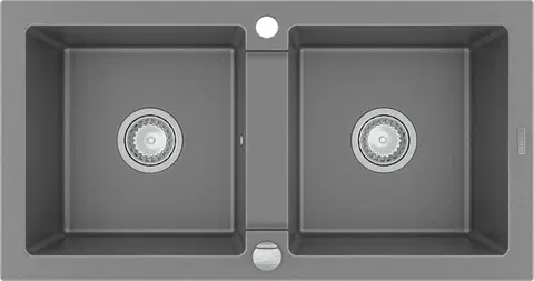 Kuchynské drezy MEXEN MEXEN - Mario granitový drez dve bunky 820x436 mm, sivá 6504822000-71