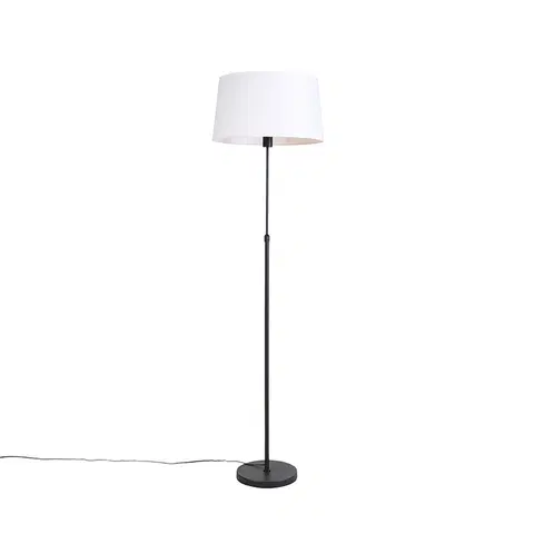 Stojace lampy Stojacia lampa čierna s bielym ľanovým tienidlom nastaviteľná 45 cm - Parte